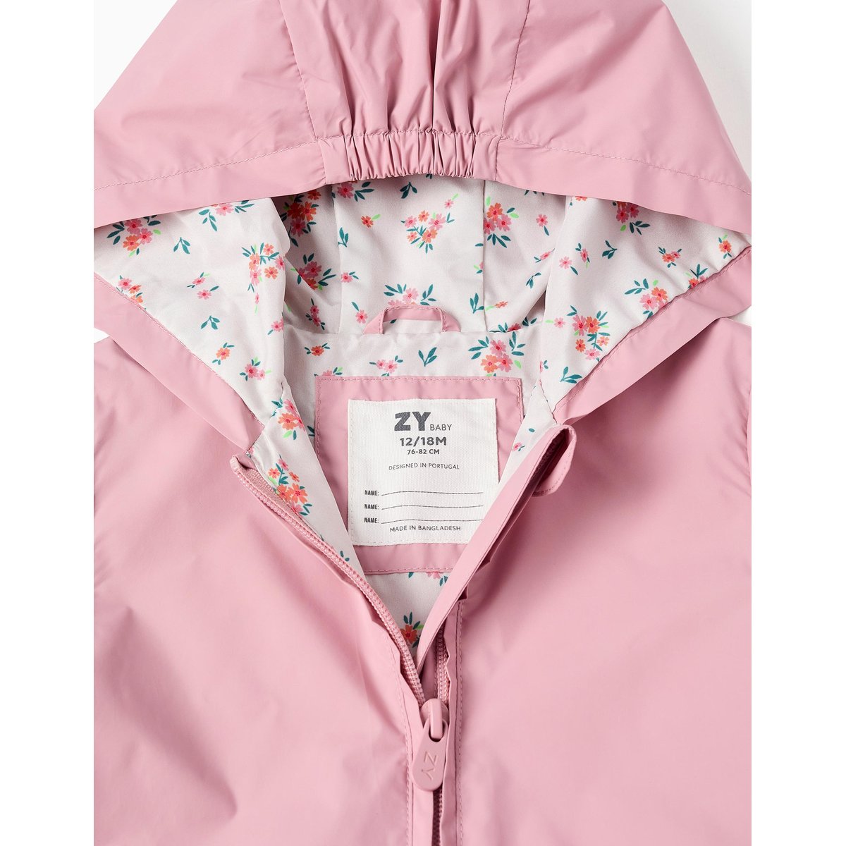 Coupe-vent avec capuche et ourlet à volants rose clair, ZIPPY