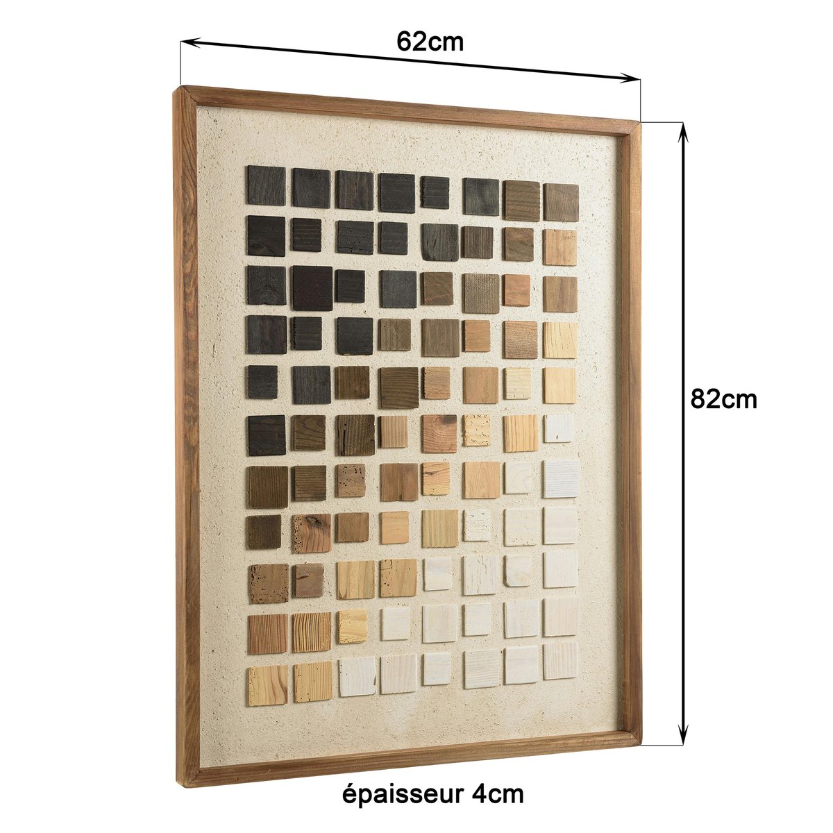 Décoration murale dégradé de mosaïque sur tissu 62 x 82 cm DENVER bois naturel, PIER IMPORT