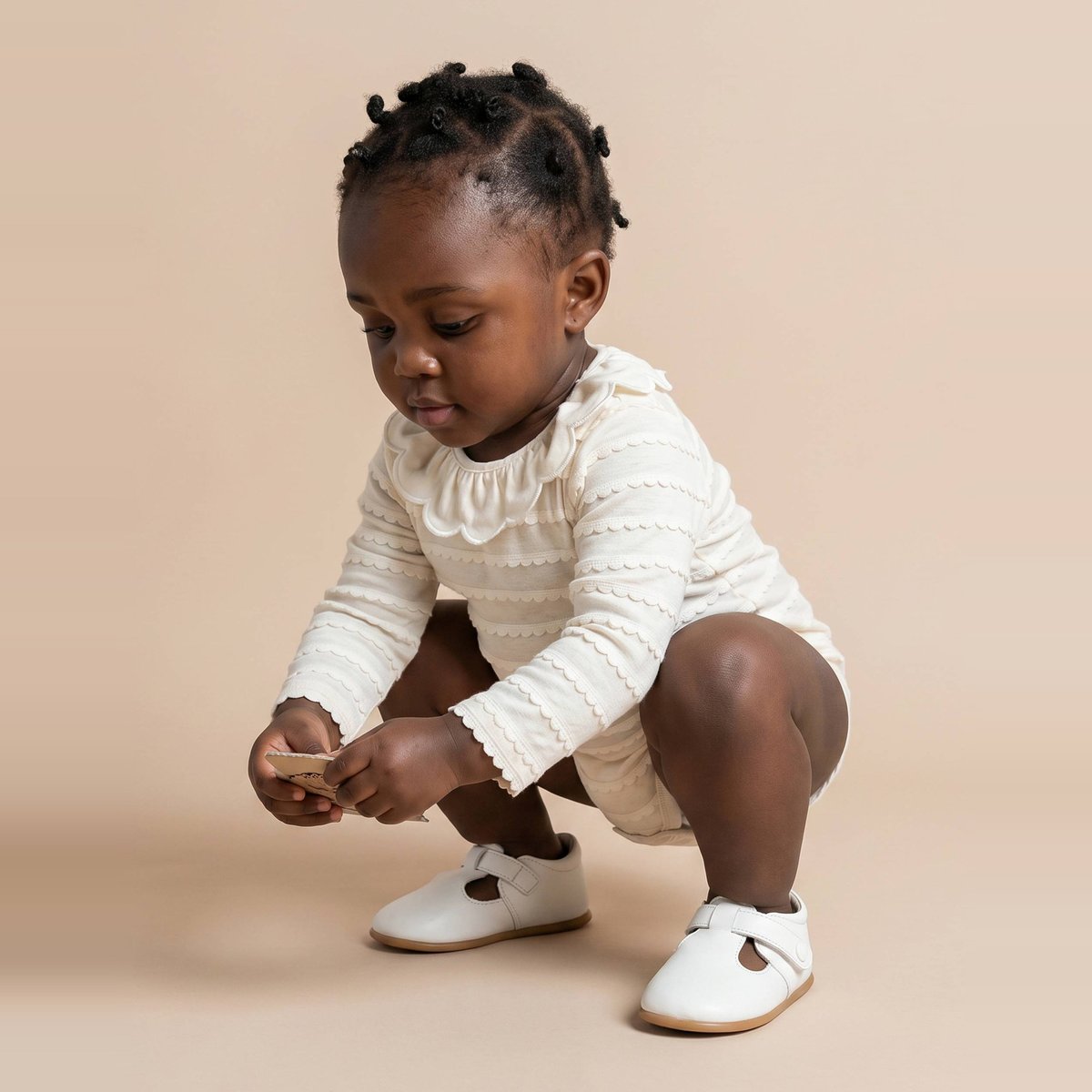 Body manches longues fantaisie en coton BIO GOTS ecru, BOUT'CHOU