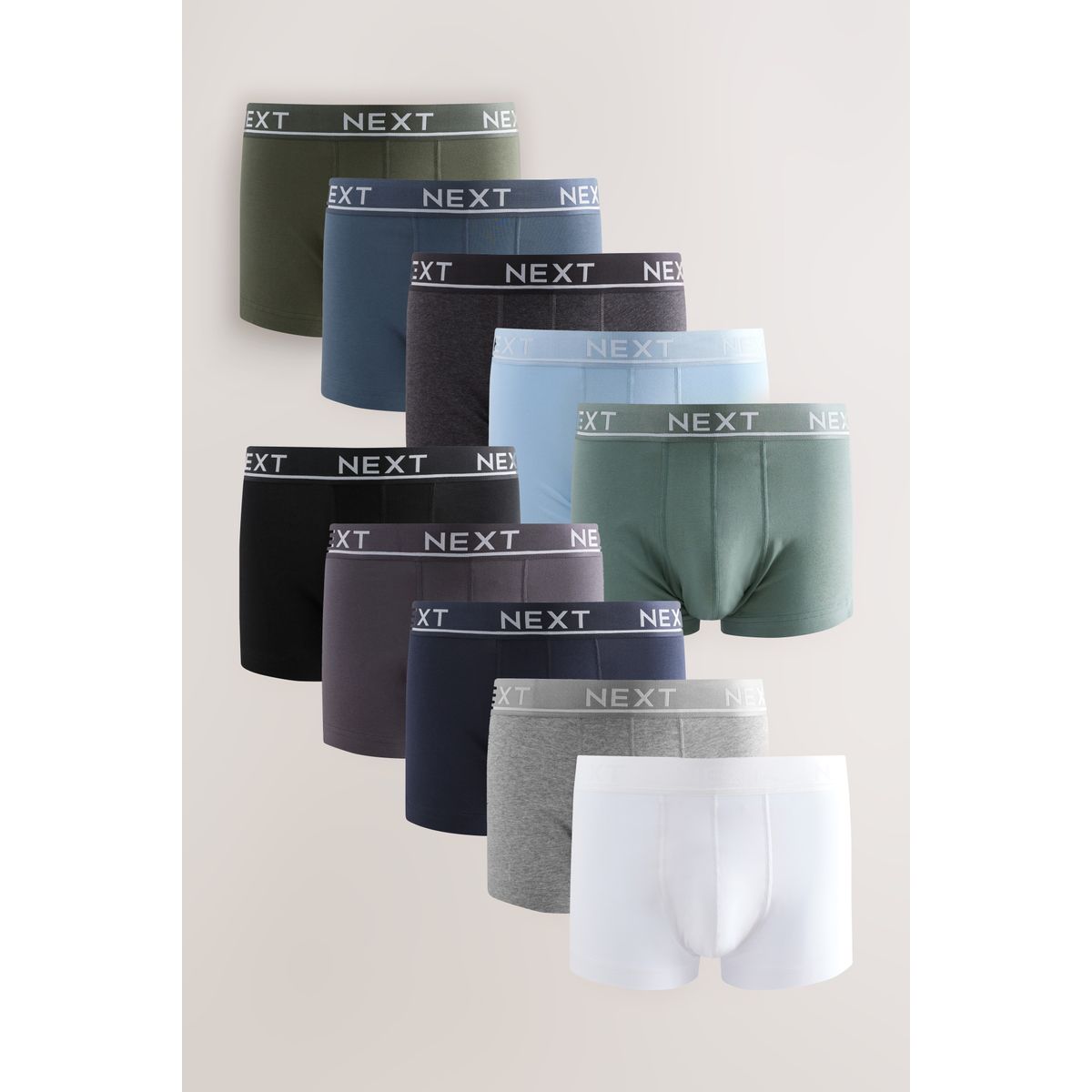 Boxer taille basse en mélange de coton noyau gris/vert, NEXT