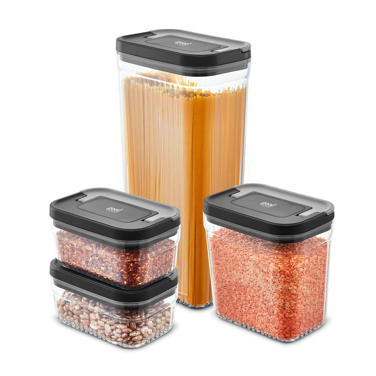 4-Piece Food Storage Set transparent, GOOD FOOD BY TOWER