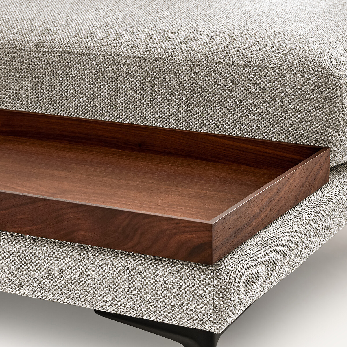 Voetensteun met dienblad, structuurmix, MODERNISTE, ontwerp Emmanuel Gallina beige , EMMANUEL GALLINA X AM.PM