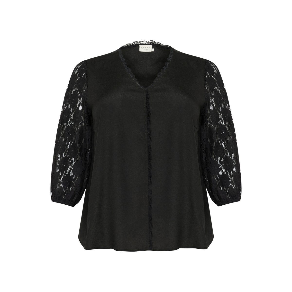 Blouse with long sleeve noir black, KAFFE CURVE