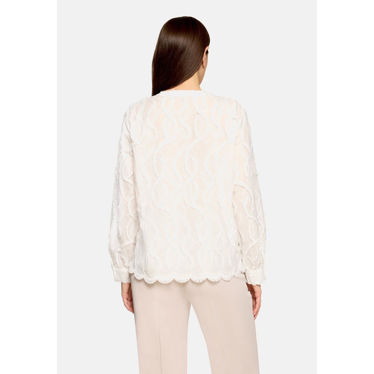 Chemisier en dentelle à bords fantaisie blanc, BETTY BARCLAY