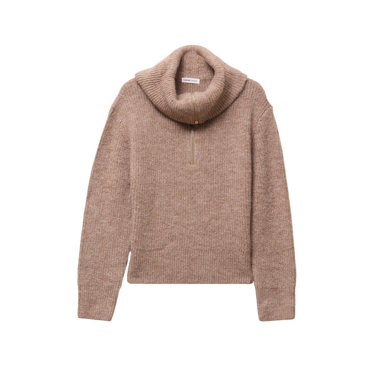 Pull col camionneur manches longues beige, CACHE CACHE
