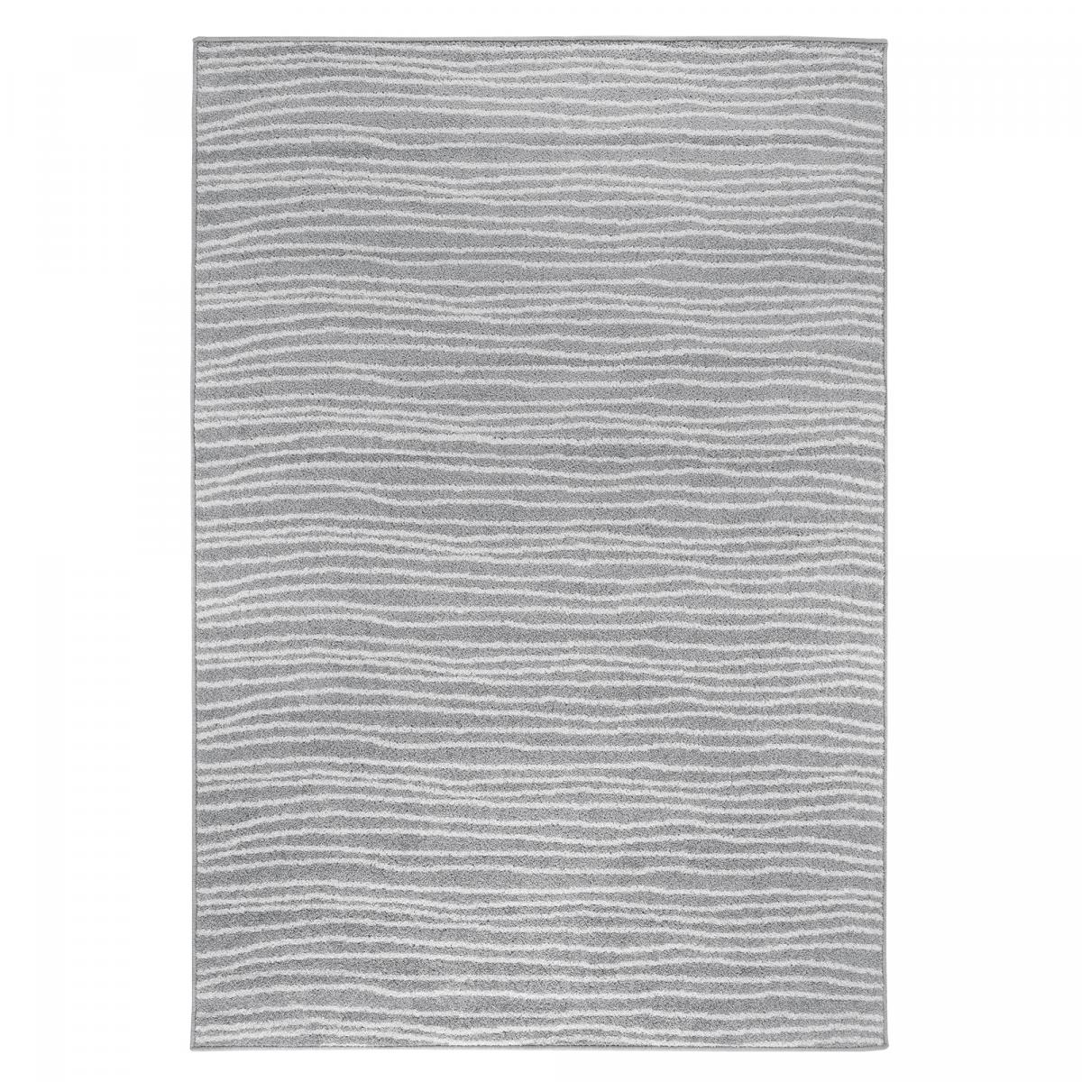 Tapis salon et chambre tissé motif faux uni VAGLA gris, écru, UN AMOUR DE TAPIS