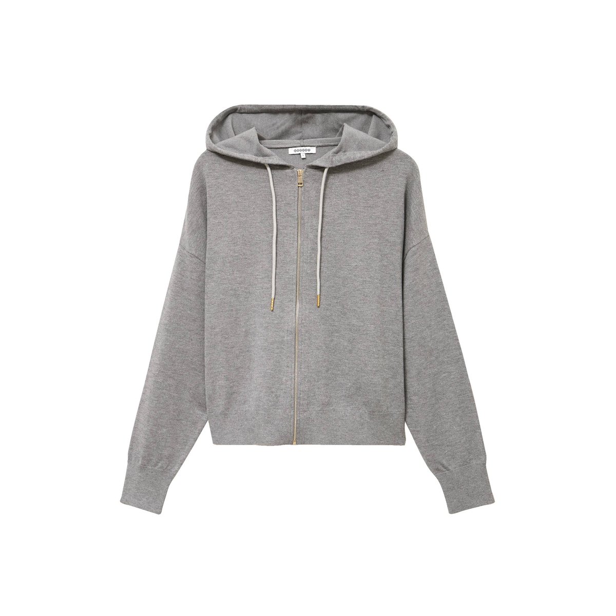 Gilet droit court à capuche gris clair, BONOBO