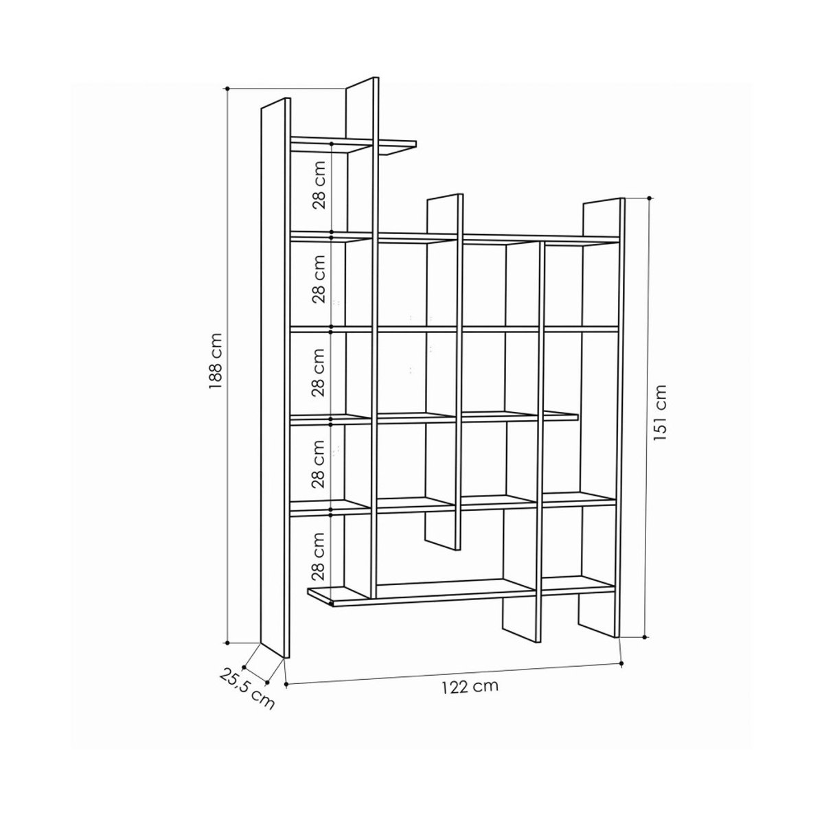 Étagère en bois H188cm- MAKO bois clair, DRAWER
