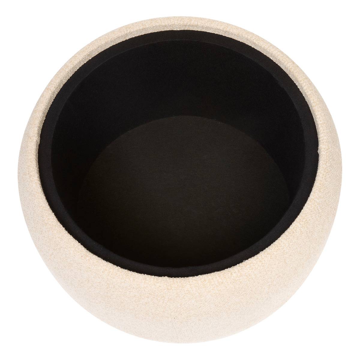 Pouf coffre de rangement en bouclette ELIOR creme, ATMOSPHERA