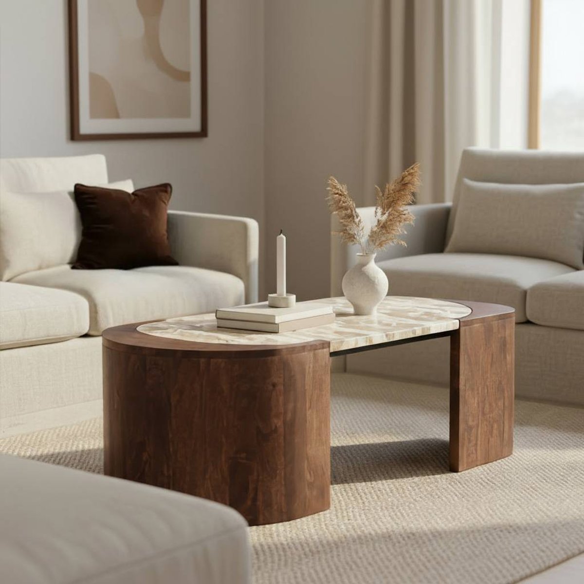 Table basse en bois de manguier AGNÈS bois foncé, MADE IN MEUBLES
