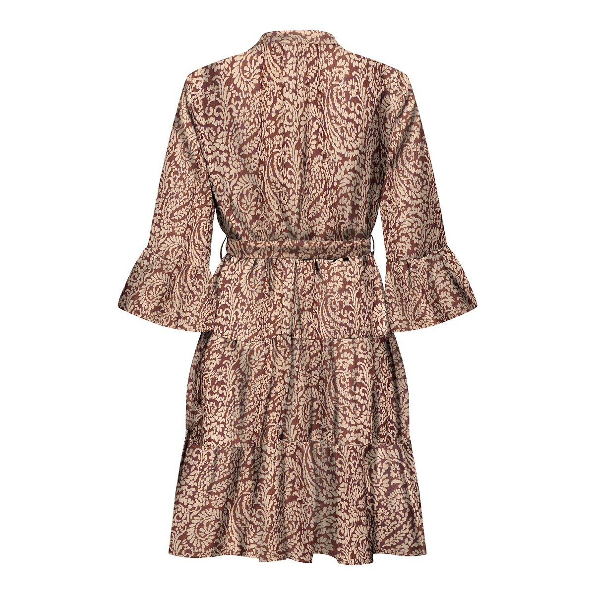 Robe courte imprimée manches longues imprimé terracota, ONLY