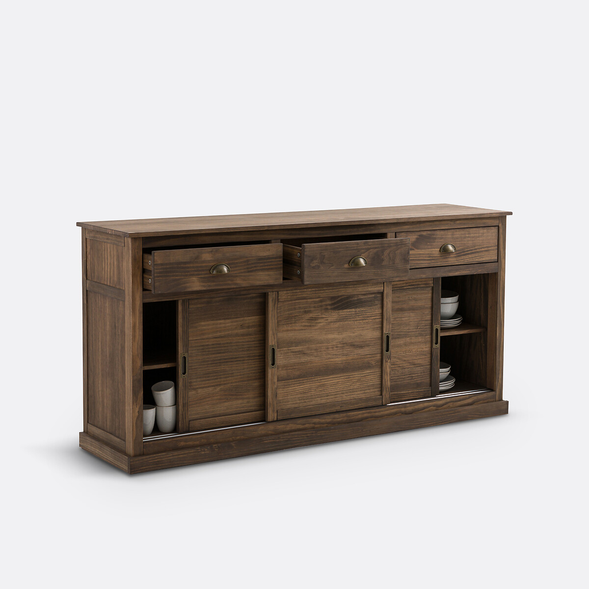 Aparador de 3 puertas y 3 cajones de pino macizo MDF Lunja encerado natural, LA REDOUTE INTERIEURS