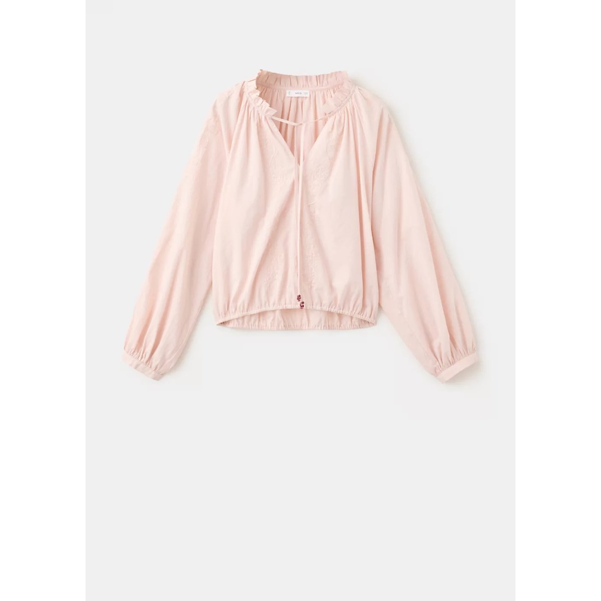 Blouse à manches bouffantes broderies rose pastel, MANGO TEEN