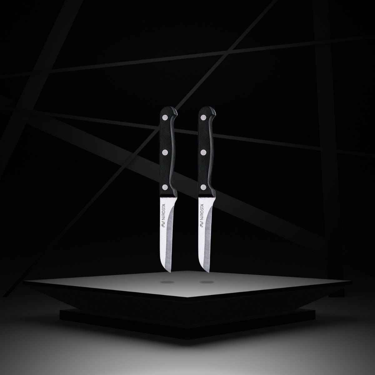 Lot de 2 couteaux à légumes noir,inox, NIROSTA