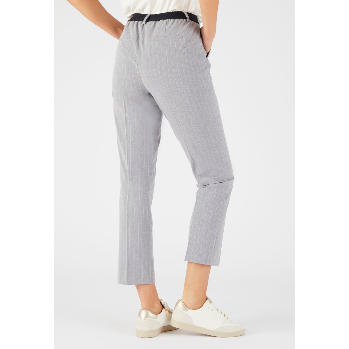 Pantalon 7/8ème enfilable bi-stretch gris rayé, DAMART