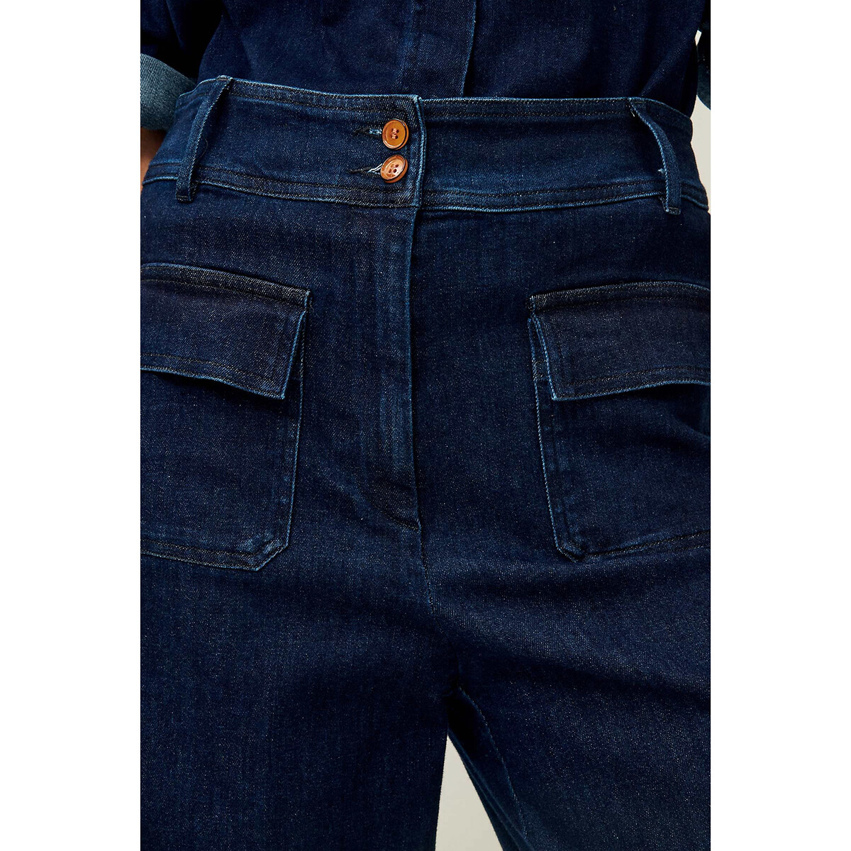 Manhattan Wide Leg Trousers with Patch Pockets denim, SESSUN