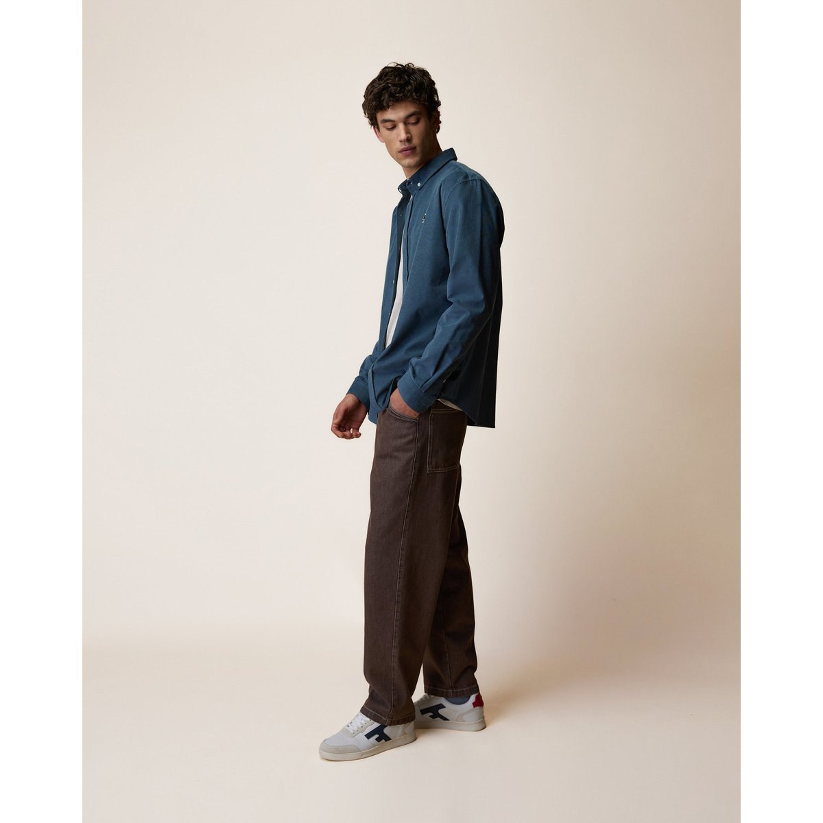 Chemise en velours côtelé bleu, FAGUO