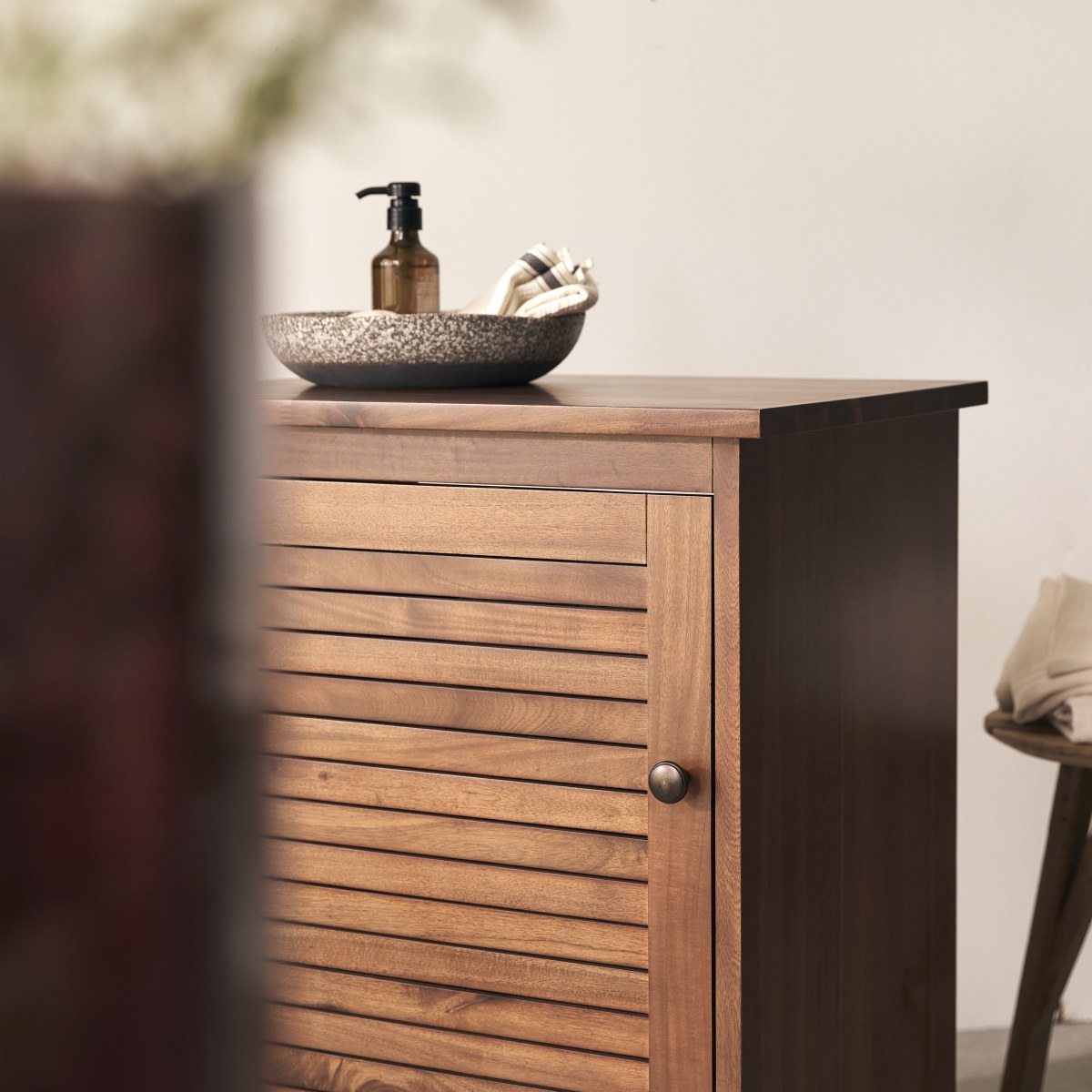 Meuble de rangement salle de bain en Acacia massif, LOGGIA naturel, TIKAMOON