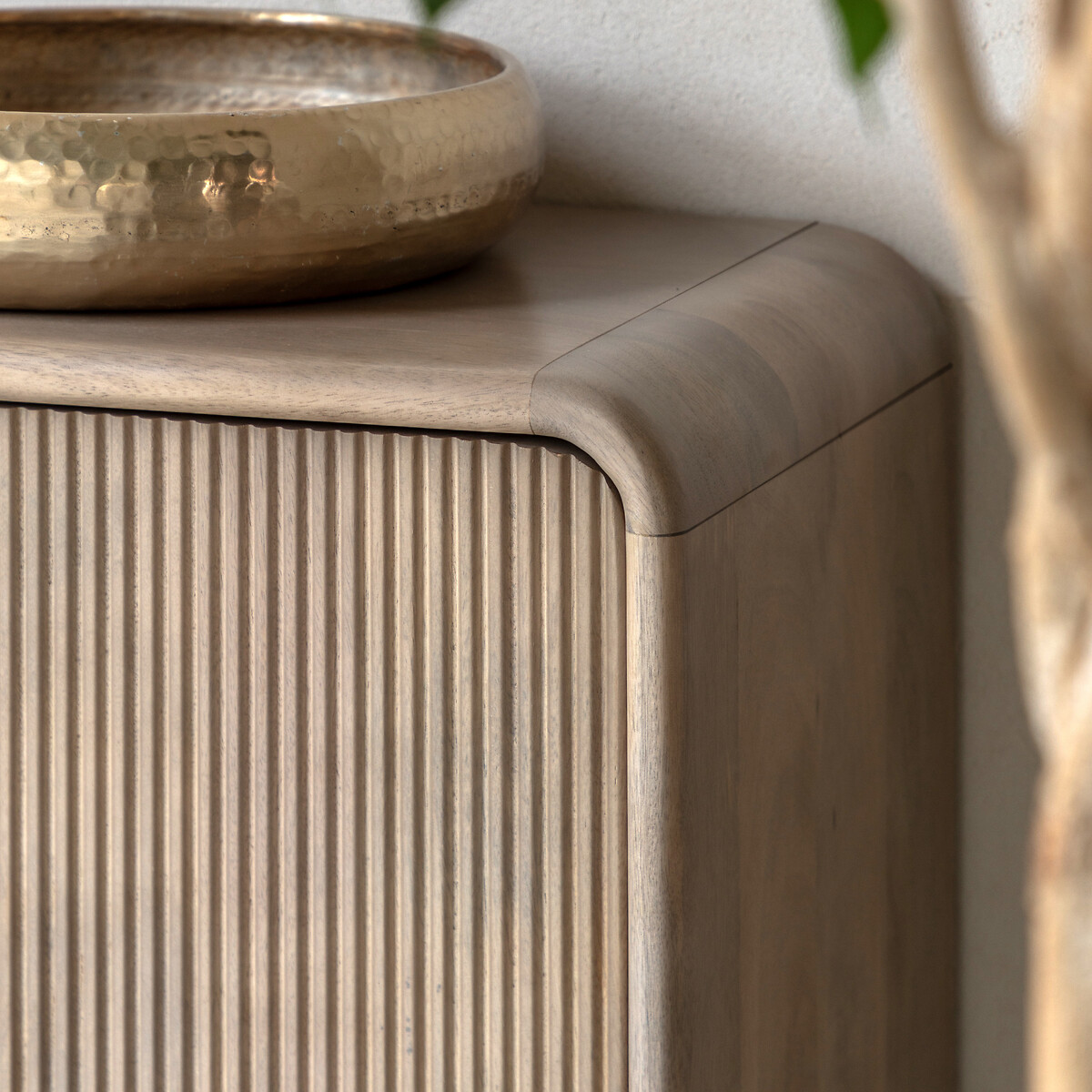 Corven Fluted Mango Wood 3 Door Sideboard wood, SO'HOME