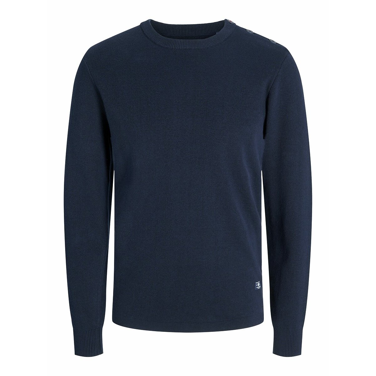 Knitted Jumper with Crew Neck and Buttons navy blue, JACK & JONES