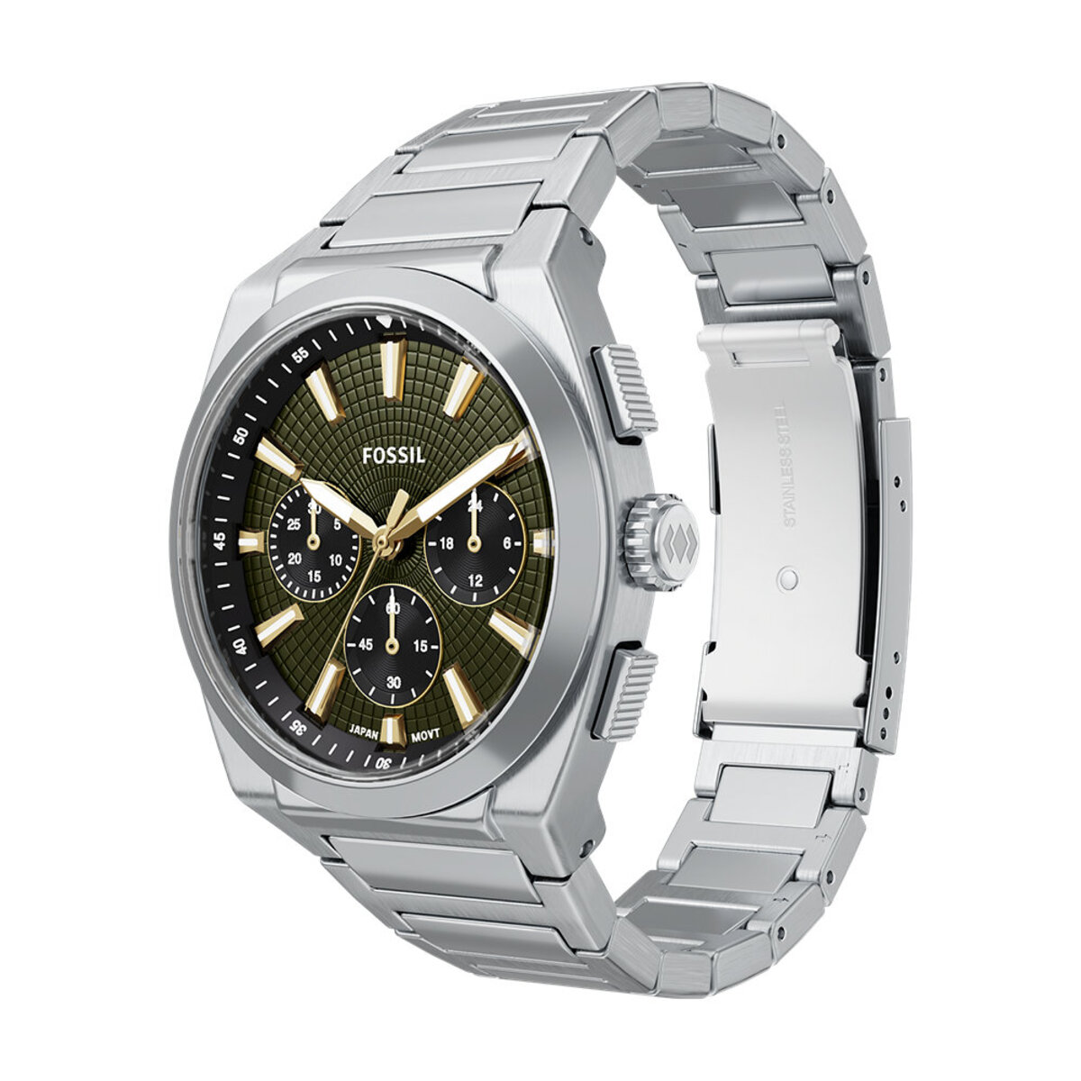 Montre Analogique EVERETT argenté noir argenté, FOSSIL