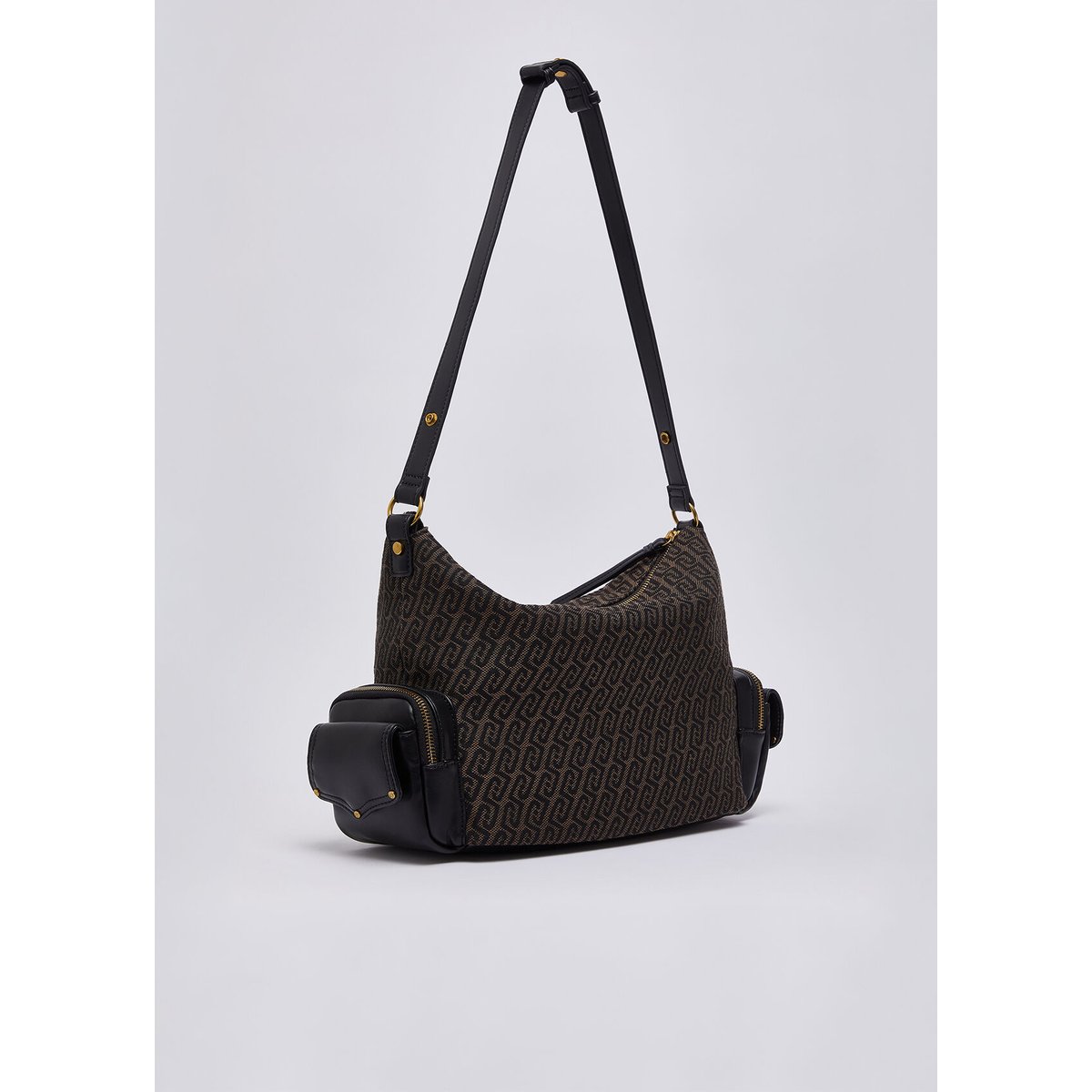 Sac hobo format moyen monogramme marron foncé, LIU JO