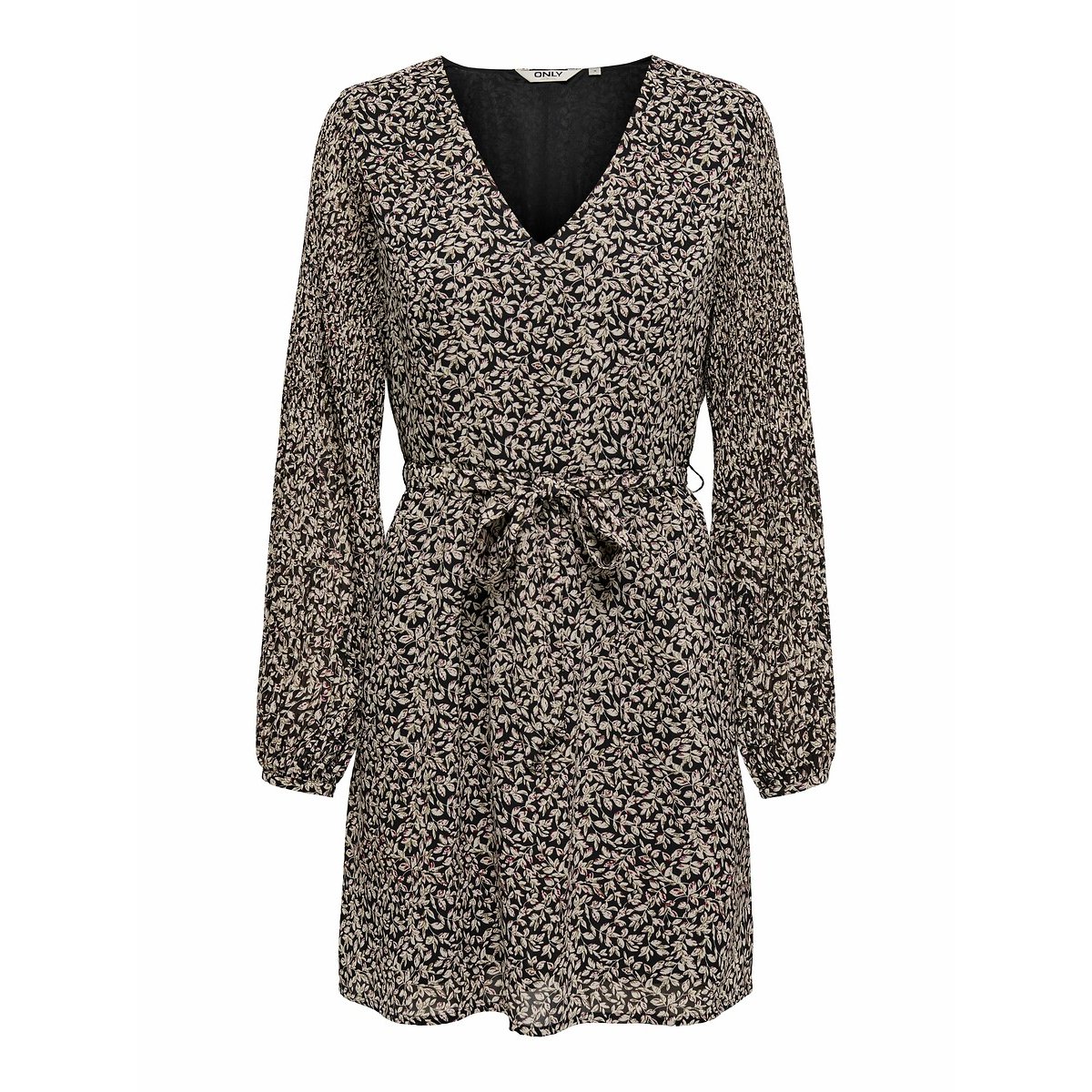 Robe encolure v, imprimé floral imprimé noir, ONLY