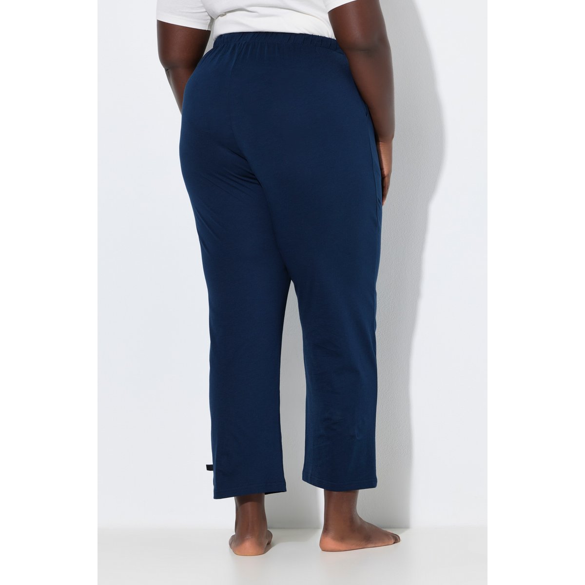 Pantalon de pyjama uni/cœurs, jambe longue bleu nuit, ULLA POPKEN