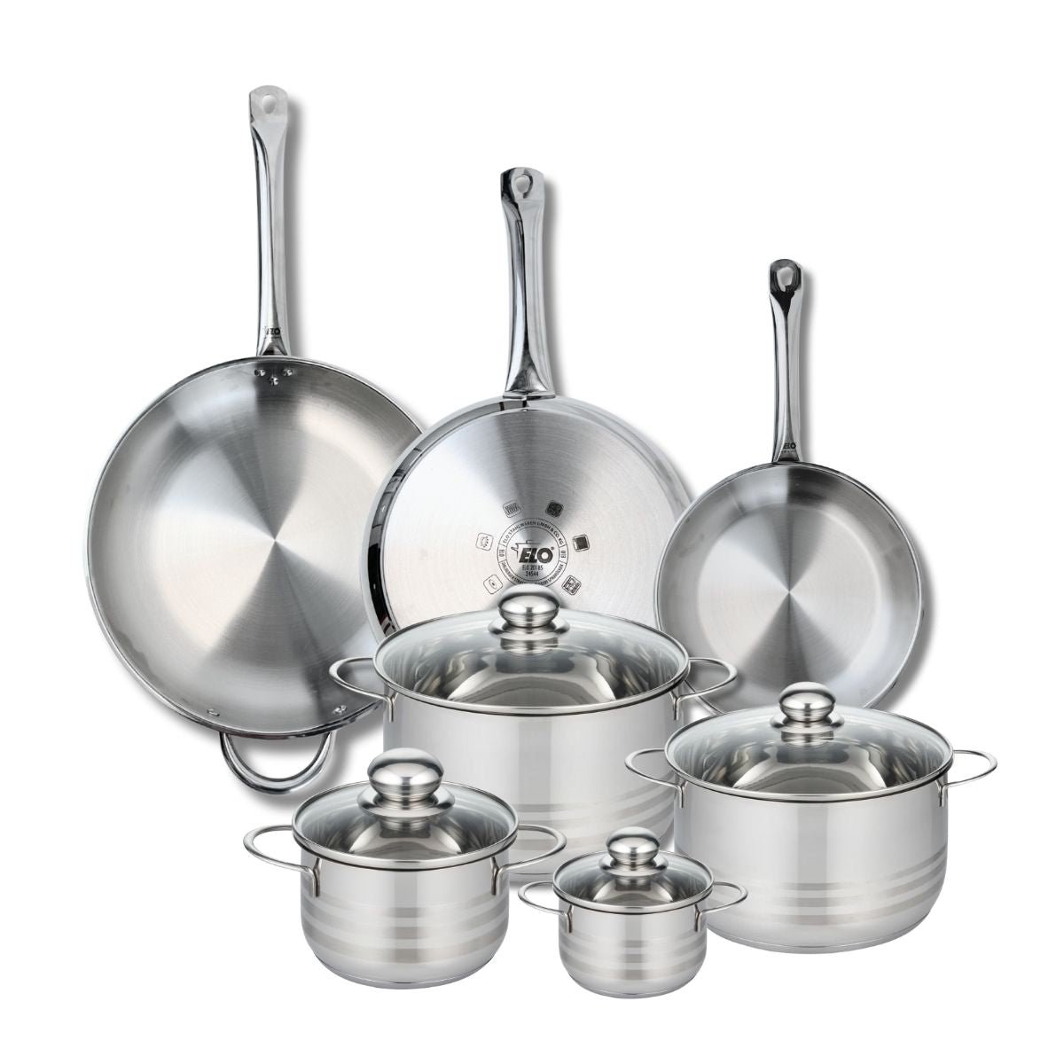 3 poêles 24/28/32cm + 4 faitouts 12/16/20/24cm PROFI BRILLANT gris, ELO