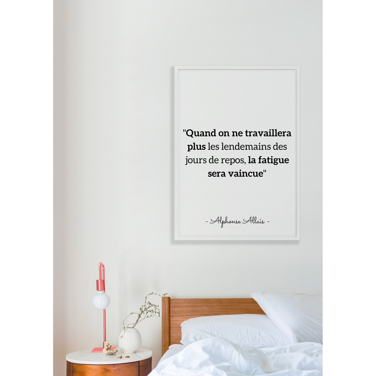 Affiche citation Alphonse Allais 'Quand on ne travaillera plus...' blanc, L'AFFICHERIE