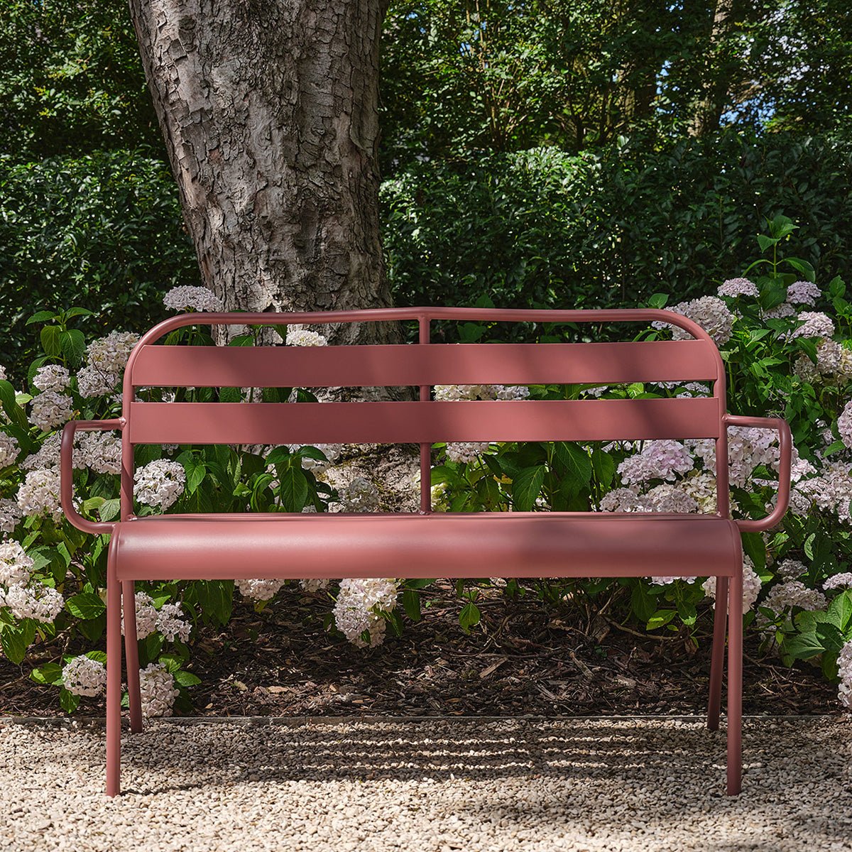 Banc de jardin en aluminium 2 places  ZEPHIR framboise, BERAH GETAH