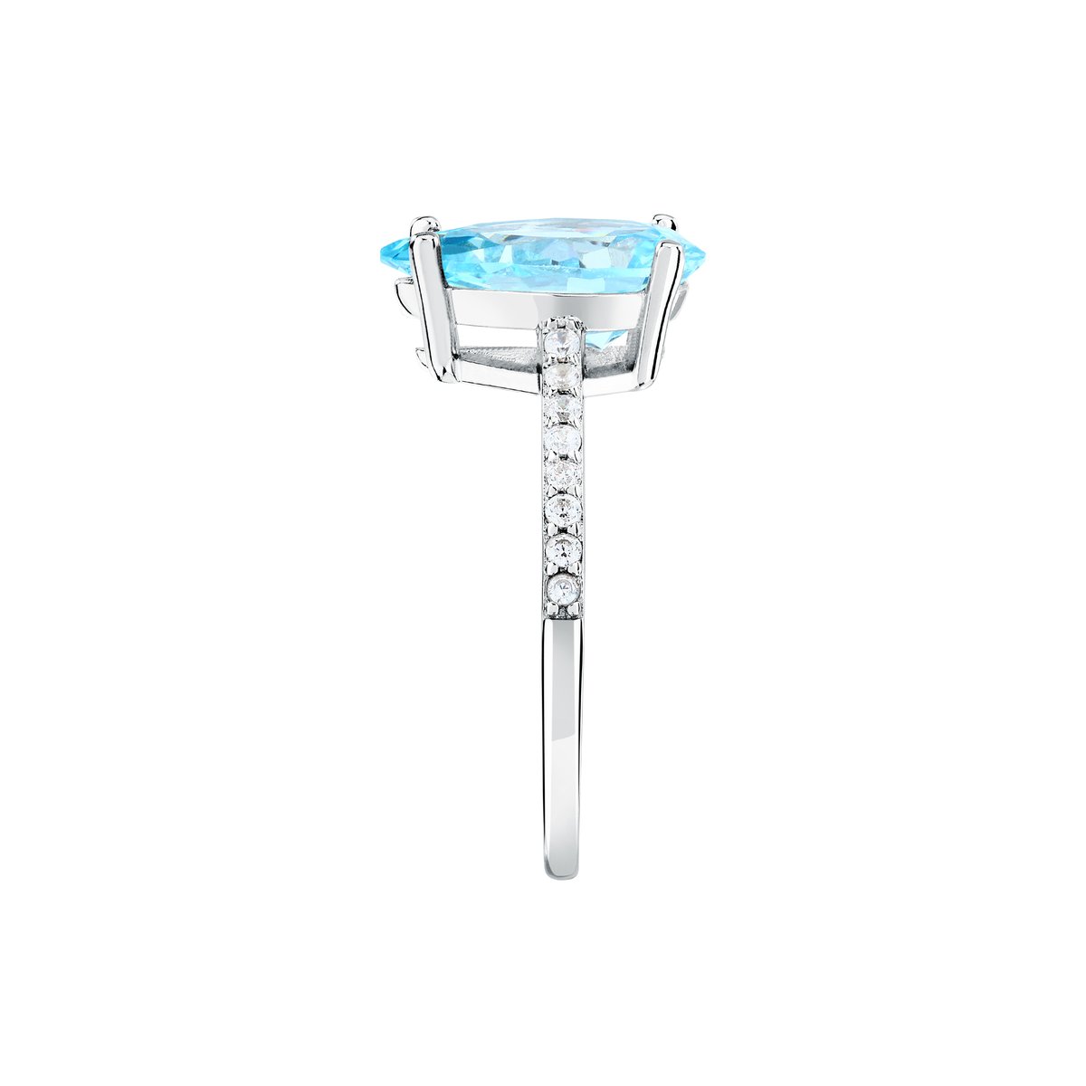 Bague en acier, cristaux, TESORI argent, bleu clair, MORELLATO