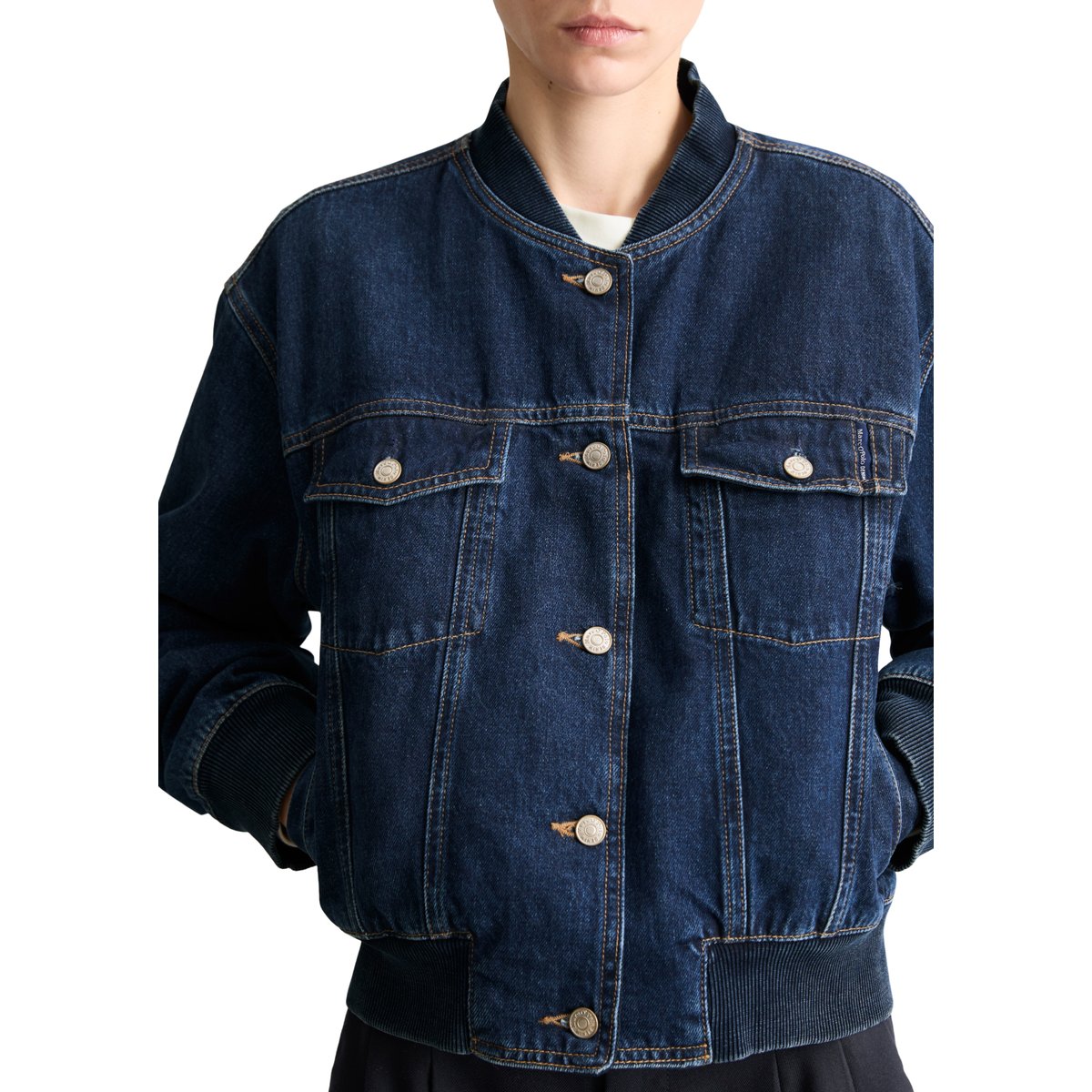 Blouson en jean regular en denim rigide bleu foncé, MARC O’POLO DENIM