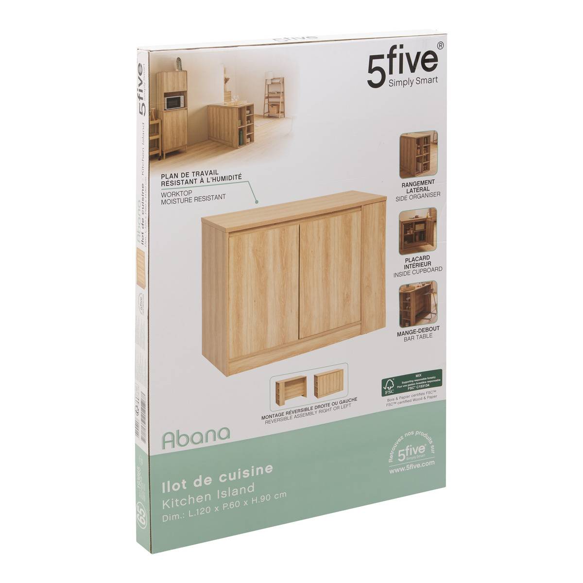 Ilot central ABANA beige, 5FIVE SIMPLY SMART