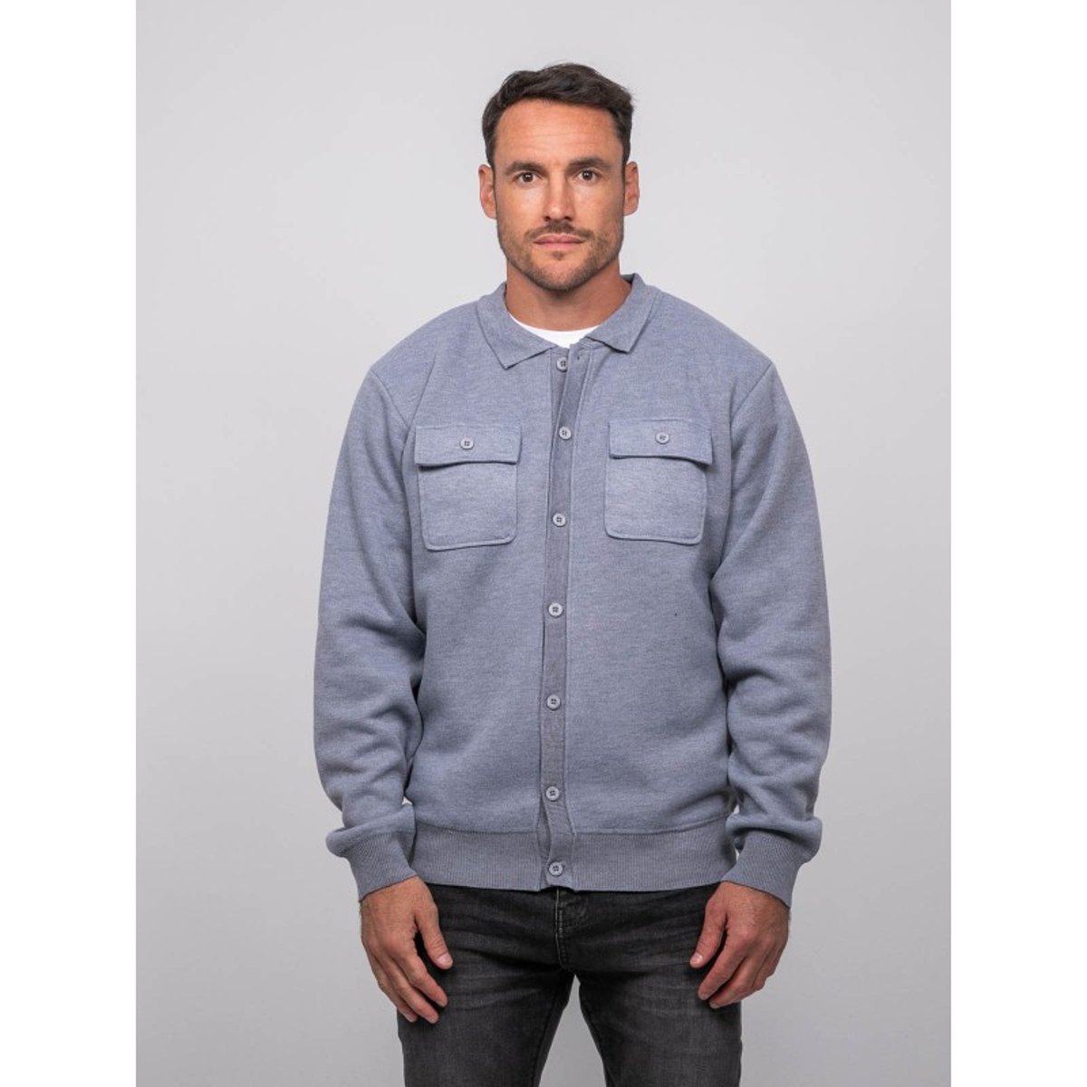 Surchemise Homme Maille Boutonnée Linxou gris, RITCHIE