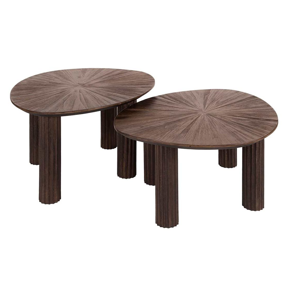 Lot de 2 tables basses gigognes en teck massif, TANIA bois, BEST MOBILIER