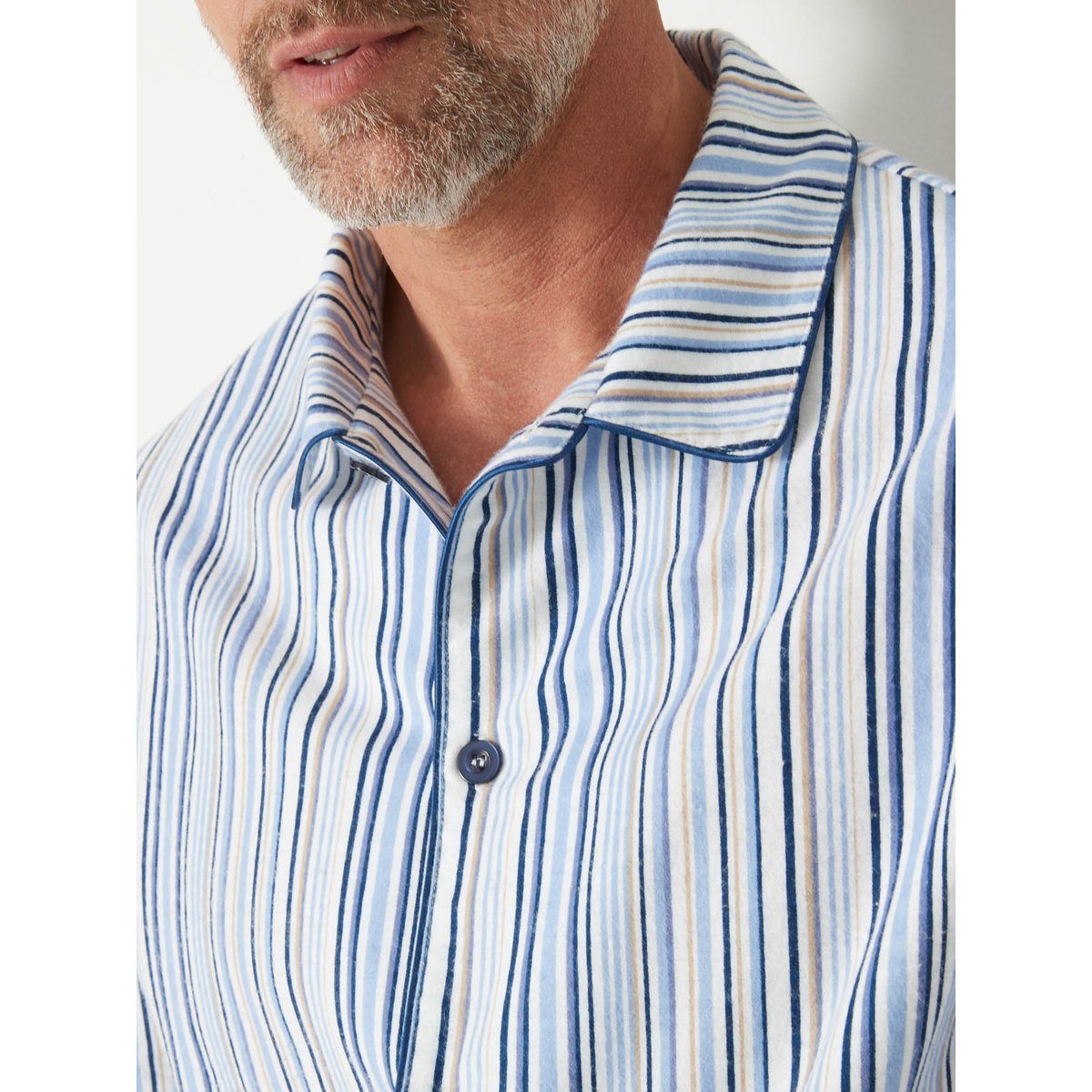 Pyjama classique flanelle pur coton rayé bleu ciel, DAXON