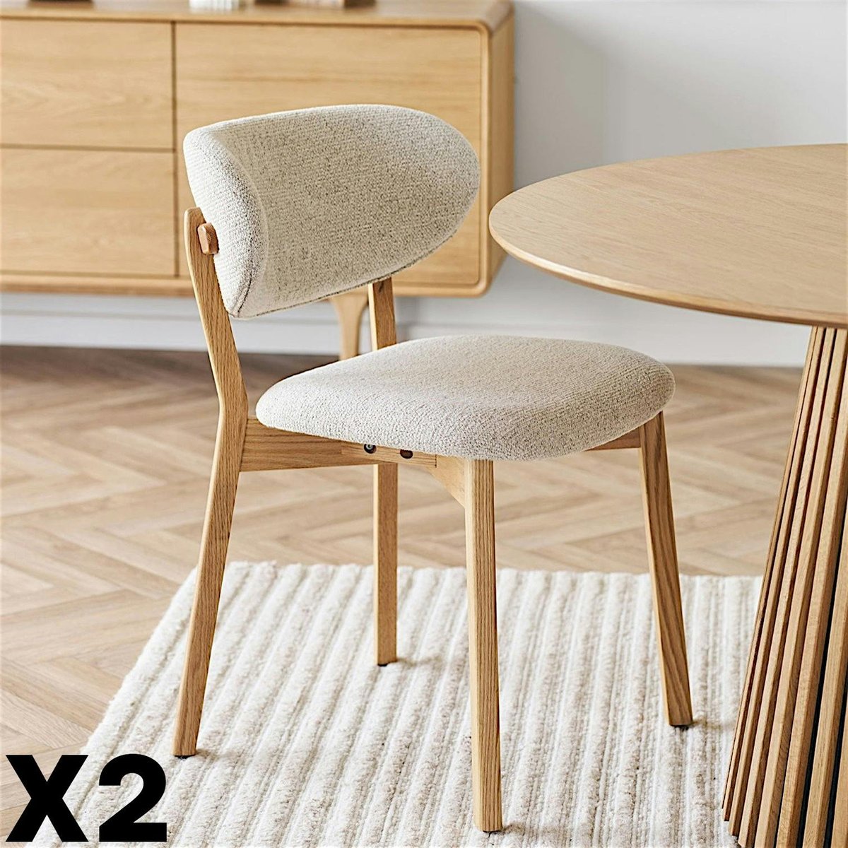 Chaise bois et tissu beige (lot de 2) AMSTERDAM beige, PIER IMPORT