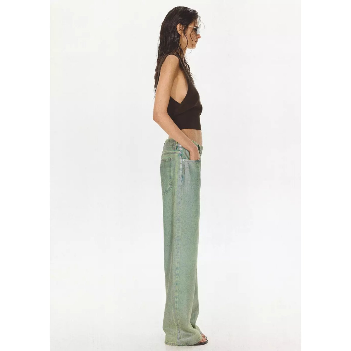 Jean droit foil vert, MANGO
