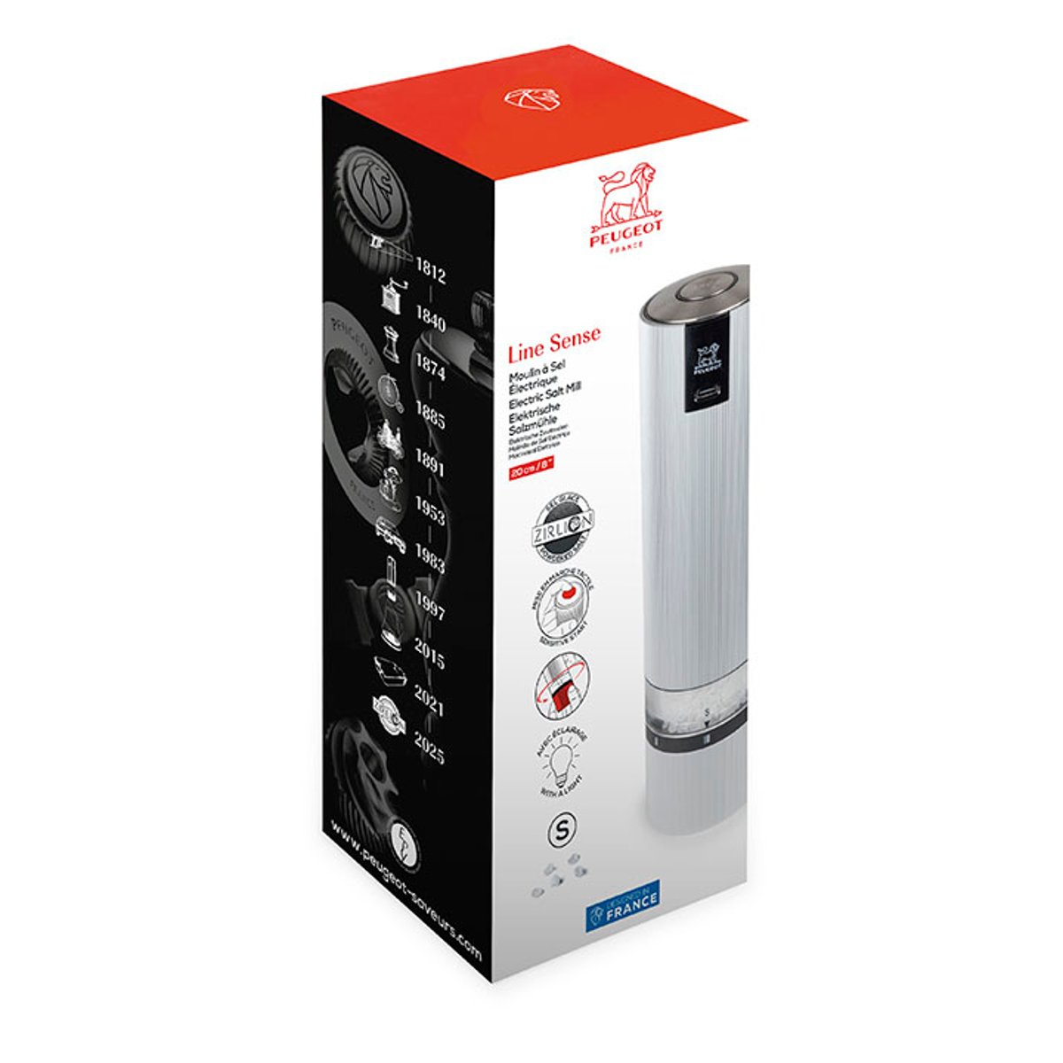 Moulin à sel électrique rechargeable alu, PEUGEOT