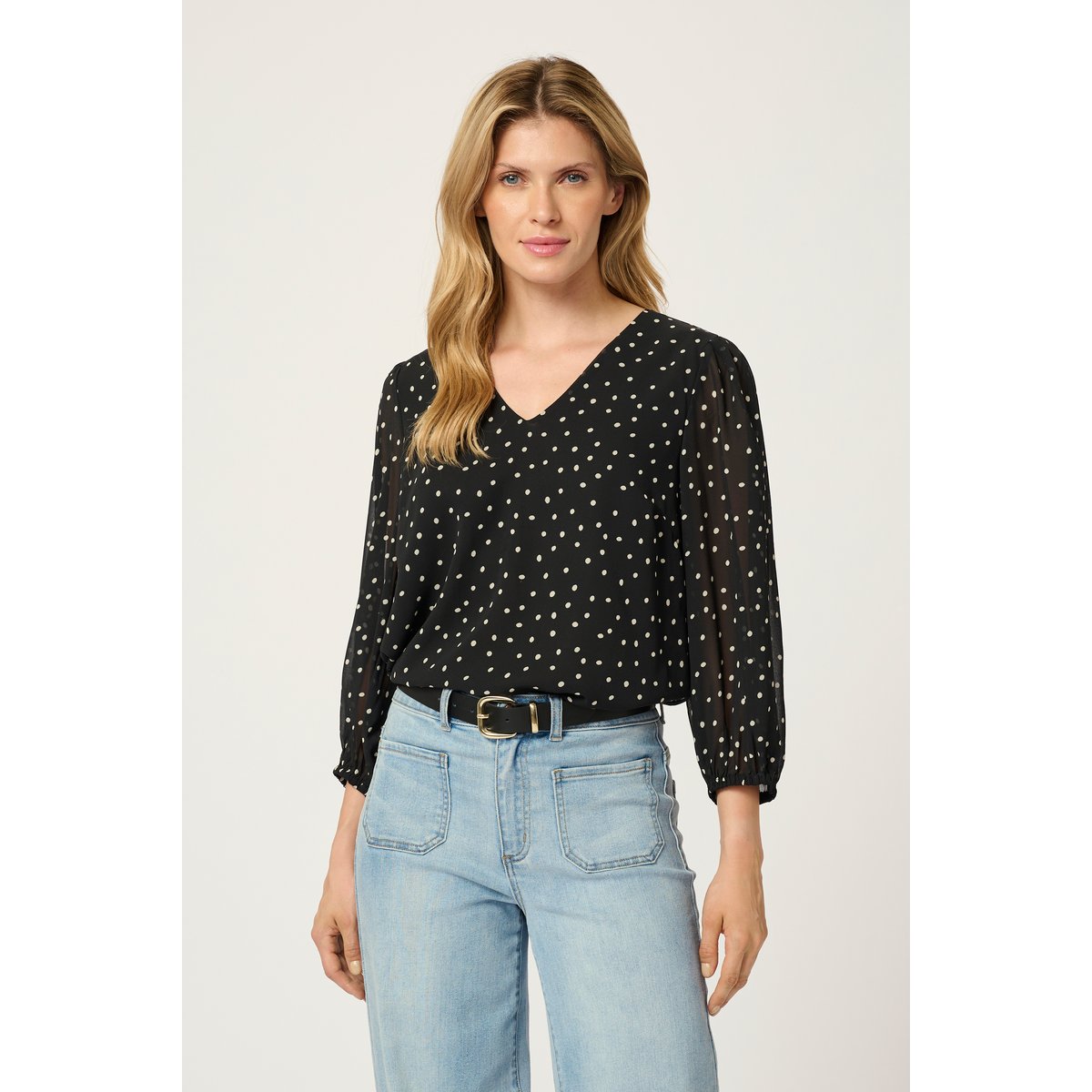 Blouse with long sleeve noir/blanc a pois, KAFFE