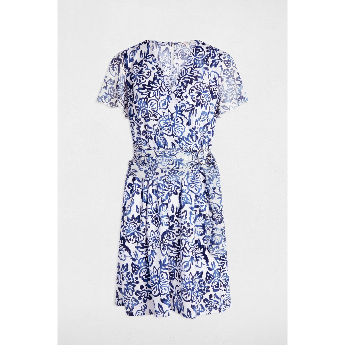 Robe courte droite imprimée multicolore, MORGAN