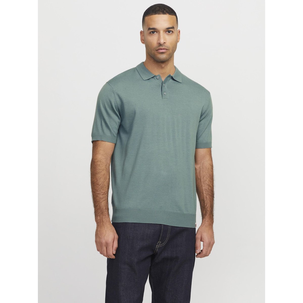 Polo Tricoté grise - stormy sea 3, JACK & JONES