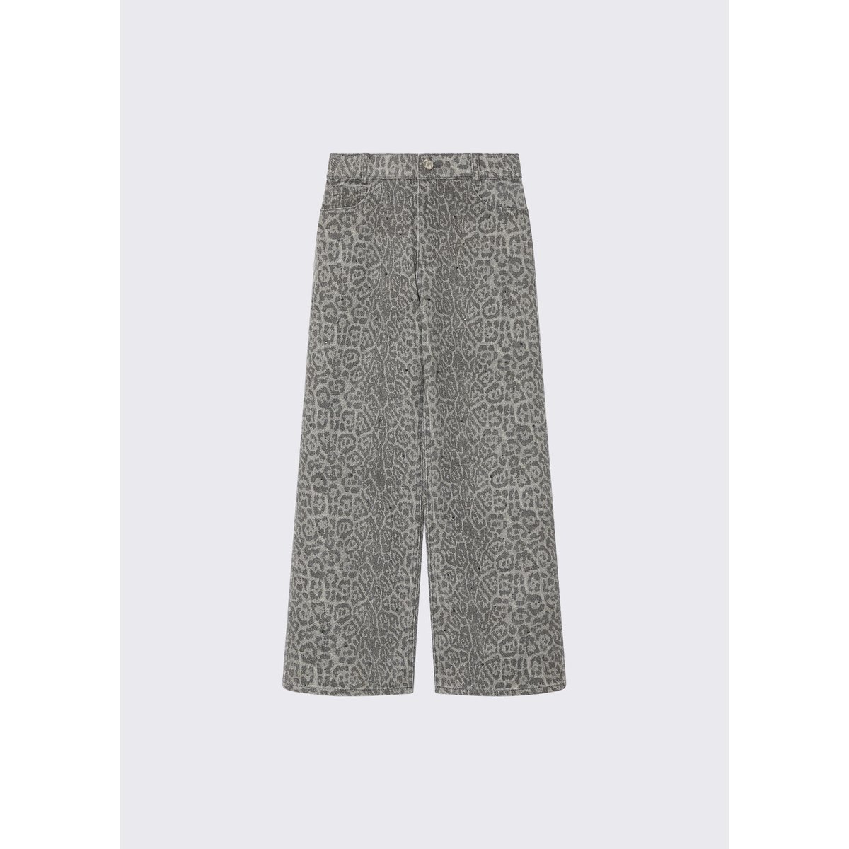 Pantalon imprimé animal avec strass gris animalier, LIU JO