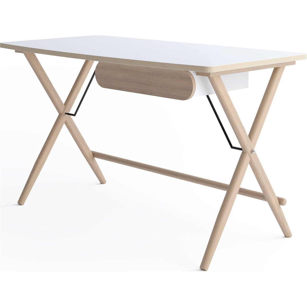Bureau 1 tiroir collection MATCH blanc et chêne clair, RECOLLECTION