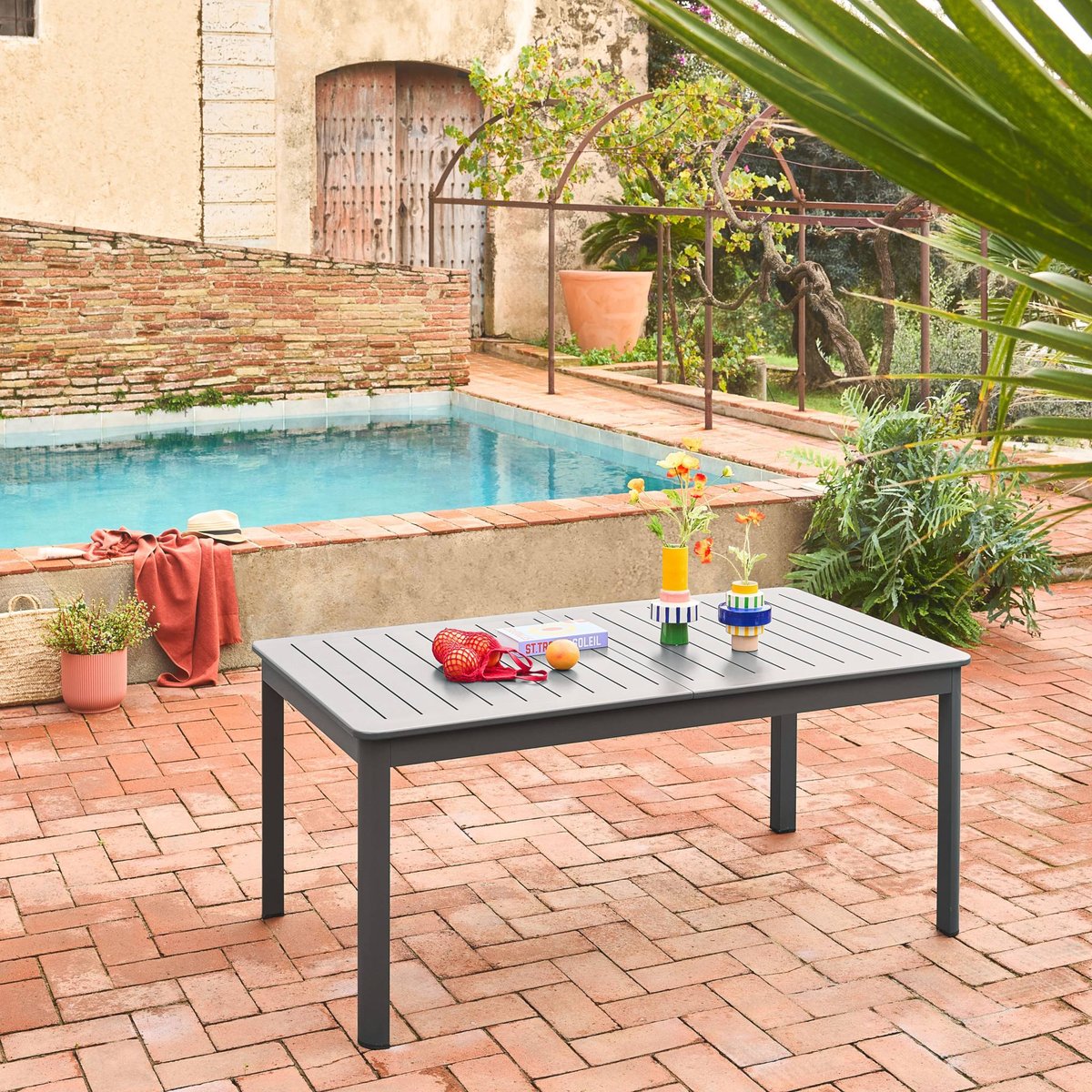 Table de jardin extensible aluminium 8 places SEATTLE anthracite, SWEEEK