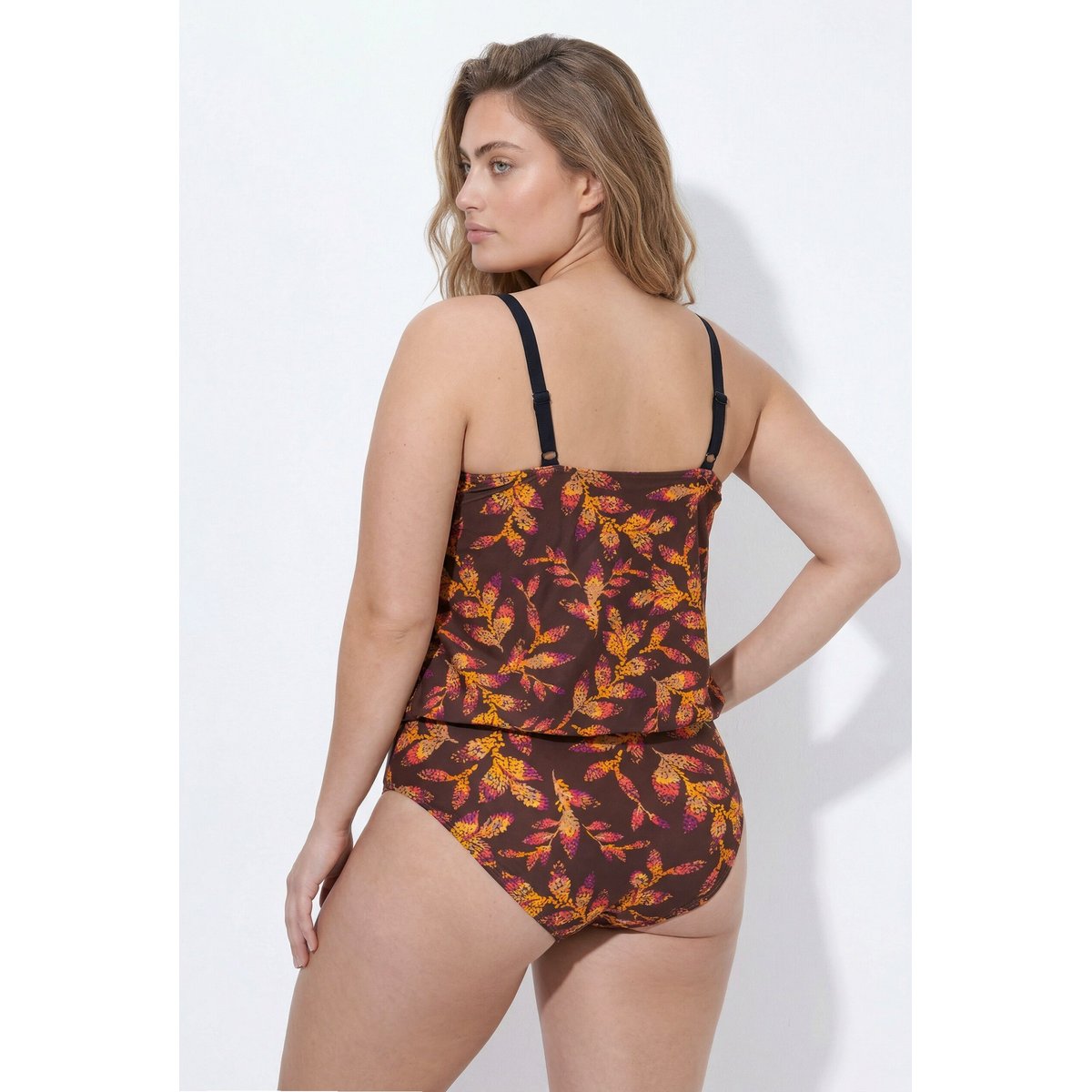 Tankini motif feuilles brun terre, ULLA POPKEN
