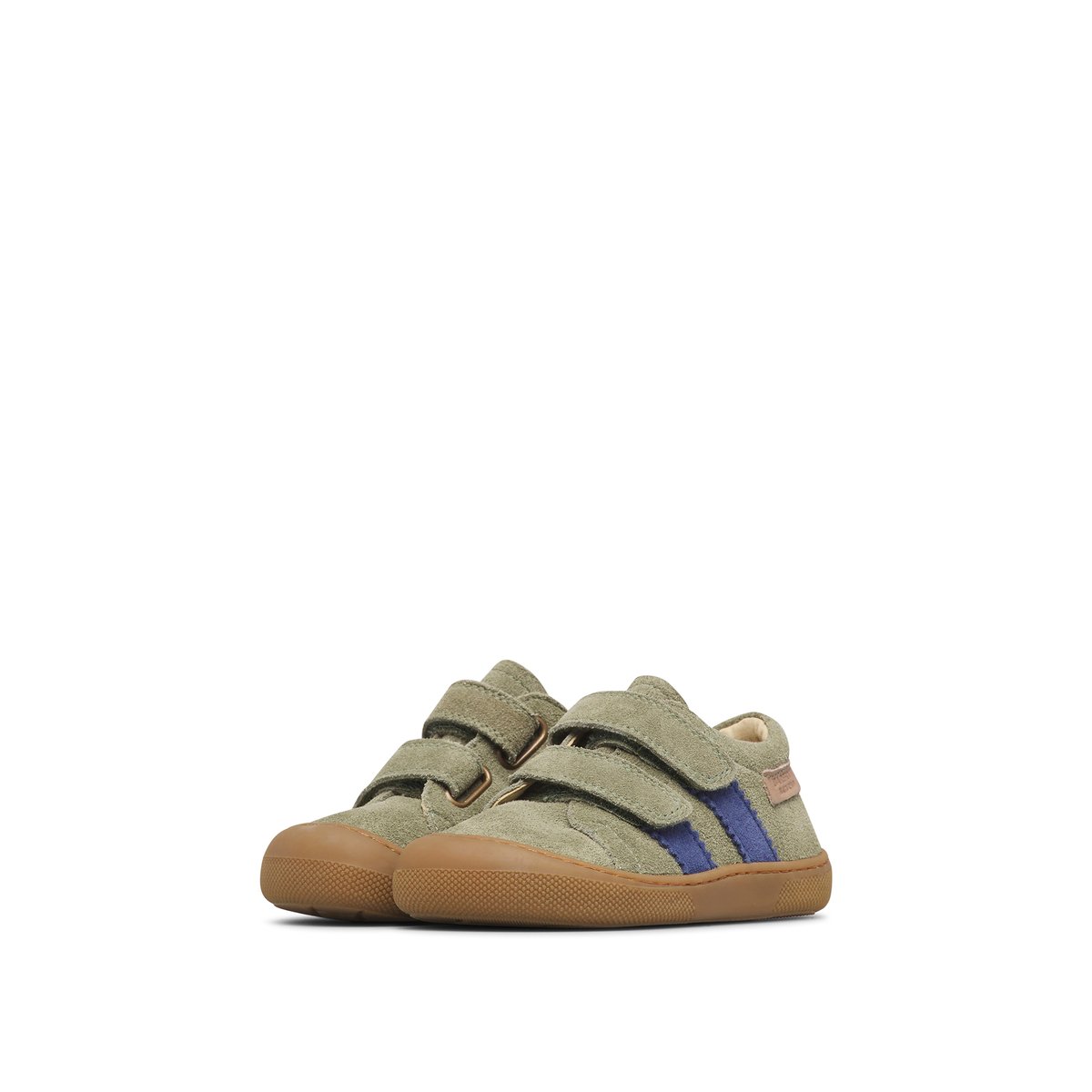 Chaussures premiers pas en suède BAREFOOT BISY VL vert olive-bleu, NATURINO