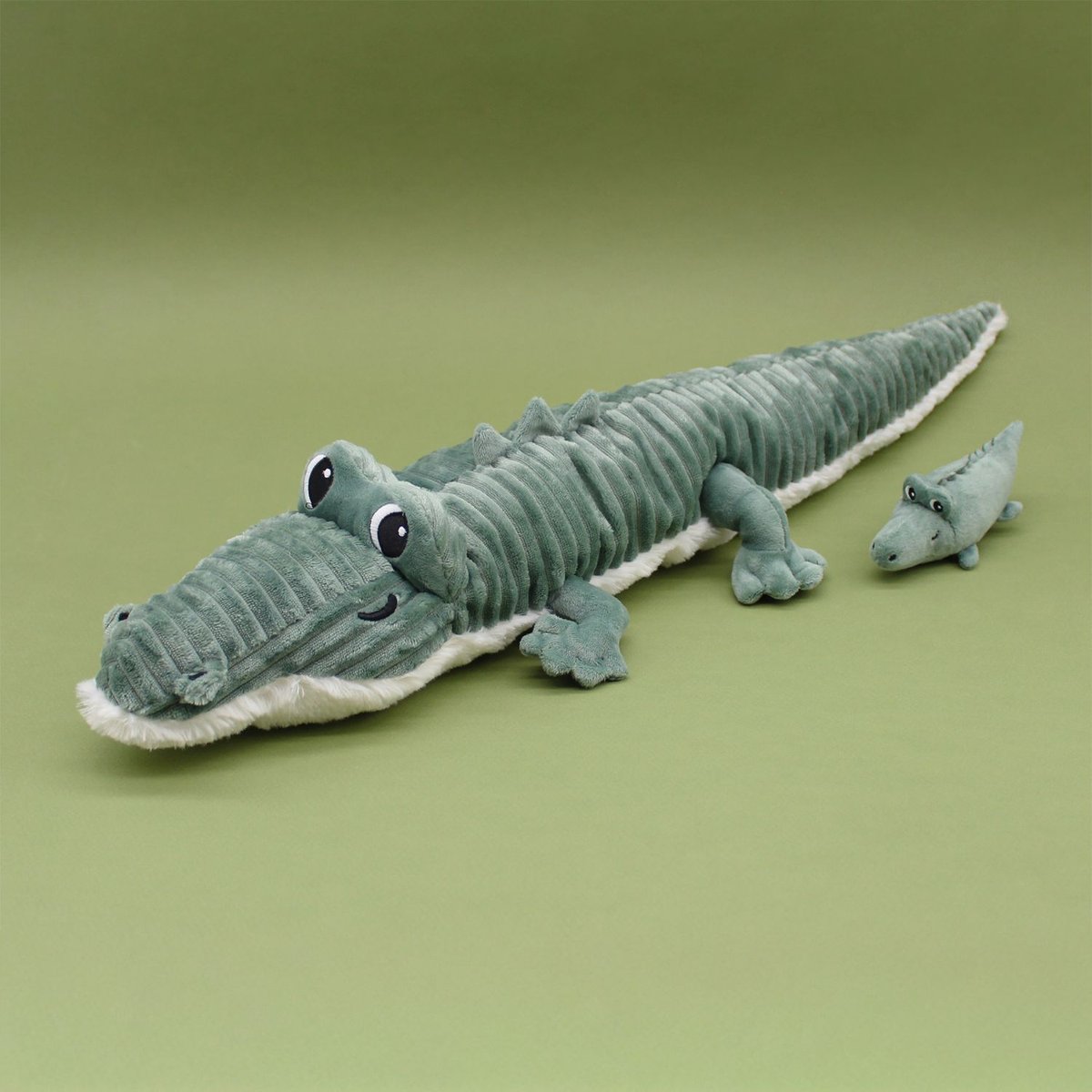 Peluche Croketou le crocodile maman et bébé bleu, blanc, LES DEGLINGOS