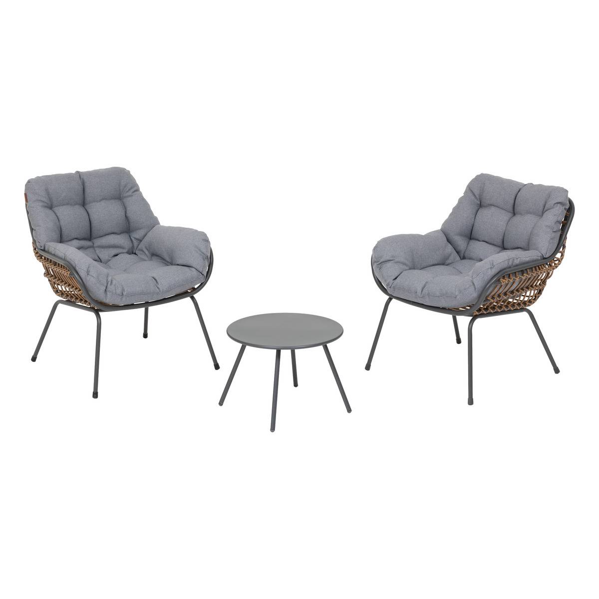 Salon de jardin duo 2 places PAOPAO gris graphite, HESPERIDE